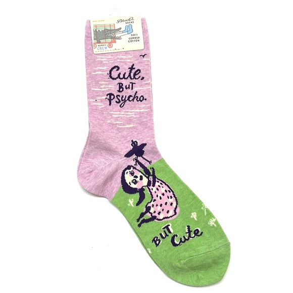 NWT Blue Q Socks “Cute But Psycho” Women’s Socks, Shoe Size 5-10 - Picture 2 of 4